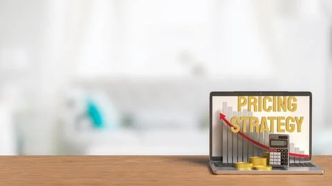 The Pricing Strategy on notebook for marketing concept 3d Rendering. Ilustração Stock