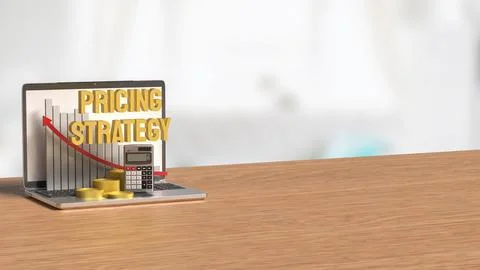 The Pricing Strategy on notebook for marketing concept 3d Rendering. Stock Illustration