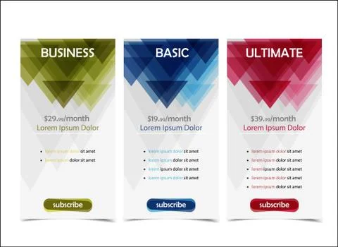 Pricing table banner Stock Illustration