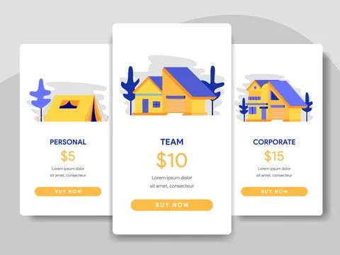 Pricing Table Comparison with building, house Concept Stock Illustration