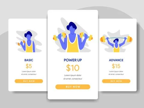 Pricing Table Comparison Illustration with Bodybuilding Concept Stock Illustration