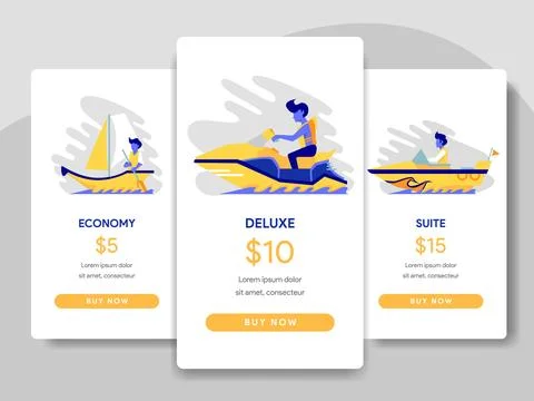 Pricing Table Comparison Illustration with Ferry and Boat Concept Stock Illustration