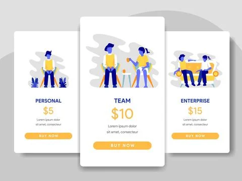 Pricing Table Comparison Illustration with Teamwork Concept Stock Illustration