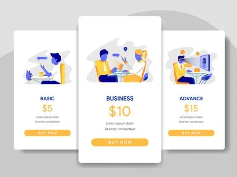 Pricing Table Comparison with Office Illustration Stock Illustration