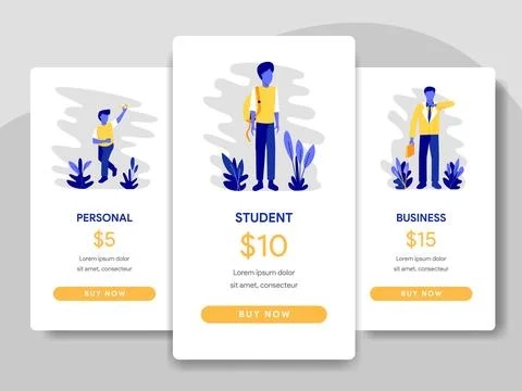 Pricing Table Comparison with Student and Businessman Concept Stock Illustration
