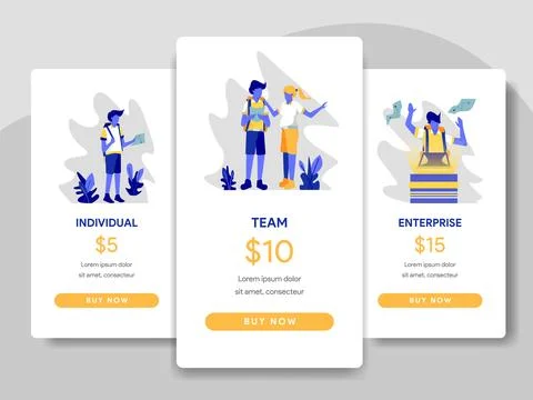 Pricing Table Comparison with Travel Concept Stock Illustration