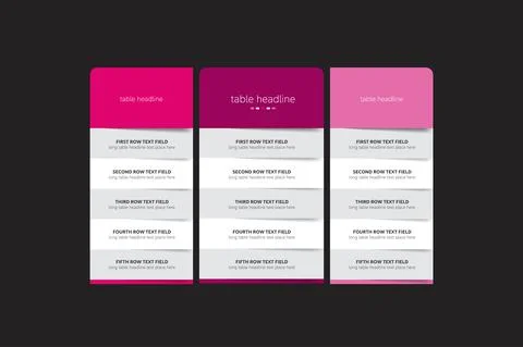 Pricing table design template for business. Vector. Stock Illustration