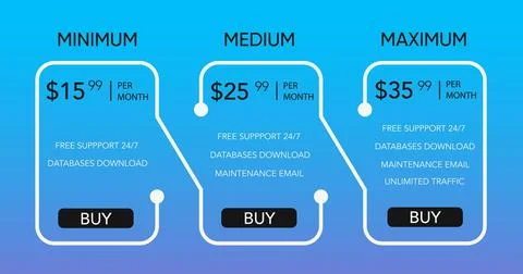 Pricing table design template for web sites. Stock Illustration