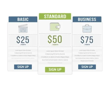 Pricing Table Stock Illustration