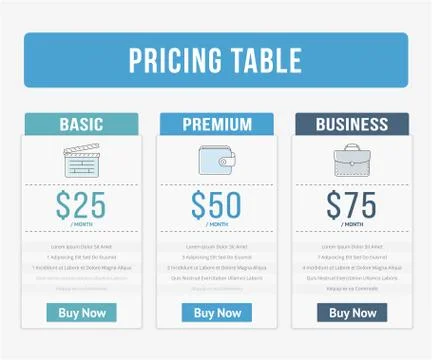 Pricing Table Stock Illustration