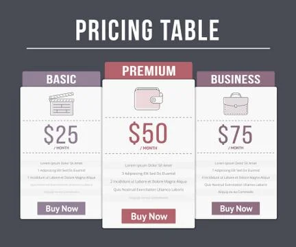 Pricing Table Stock Illustration