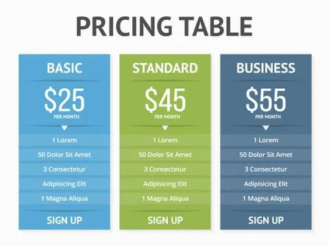 Pricing Table イラスト素材