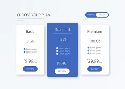 Pricing table illustration Stock Illustration