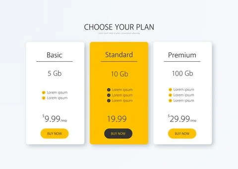 Pricing table illustration Stock Illustration