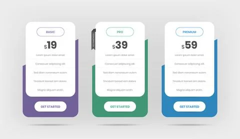 Pricing table ui for web with abstract shape Stock Illustration