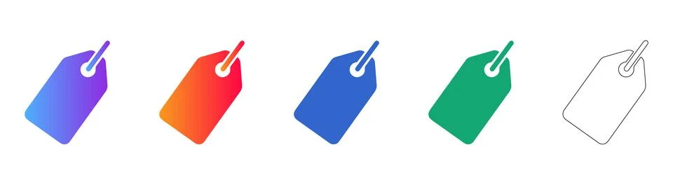 Pricing Tag Icons in Gradient and Line Art Styles 스톡 일러스트