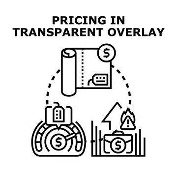 Pricing in transparent overlay concept visualizing cost and value イラスト素材