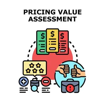 Pricing value assessment process determining business strategy Stock Illustration