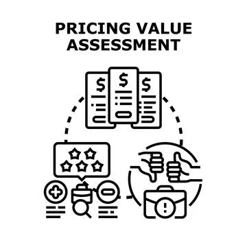 Pricing value assessment process determining business strategy Stock Illustration