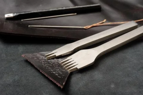 Pricking irons, leather working tools Stock Photos