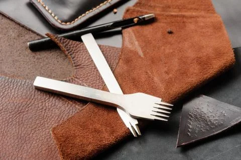 Pricking irons, leather working tools Stock Photos
