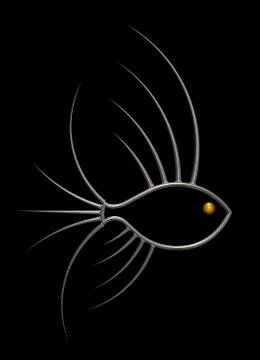 Prickles fish shape on black background - 3d illustration Stock Illustration
