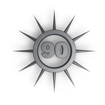Prickles ring with number ninety inside - 3d illustration Illustrazione stock