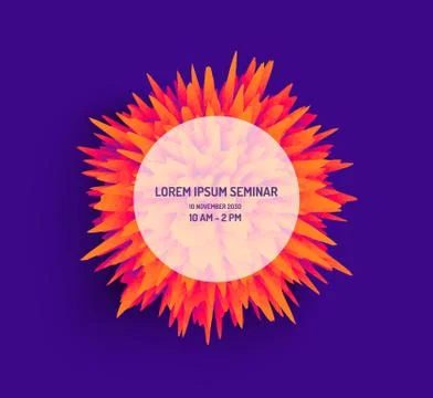 Prickly ball for design project. Background with exploding rays. Illustrazione stock