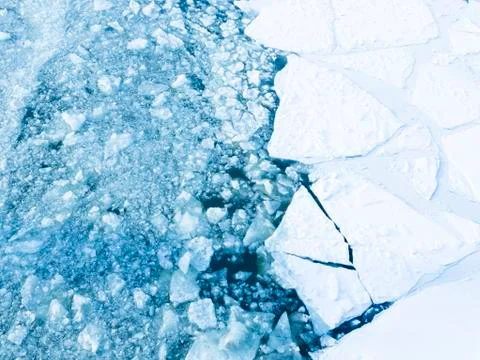 Prickly ice on the river Stock Photos