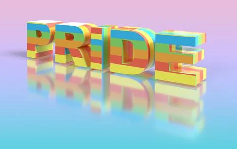 Pride 3D Render on a Pink Blue Iridescent background Stock Photos