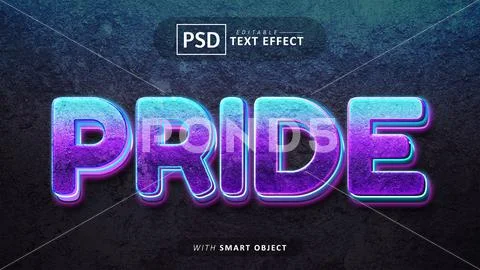 Pride 3d text effect editable PSD Template