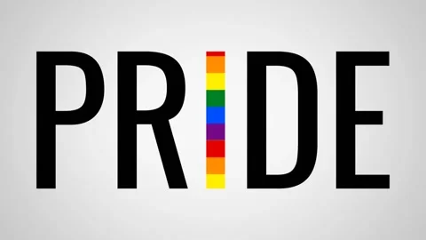 PRIDE animated text with rainbow flag Stock Footage 167696705