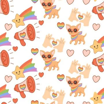 Pride Celebration Cute Elements Pattern Stock Illustration