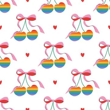 Pride celebration whimsical seamless pattern. LGBTQ minimalistic ornament. Stock Illustration