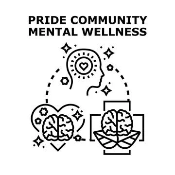 Pride community mental wellness support illustration Stock Illustration