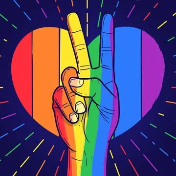 Pride day concept with heart and peace sign Stock Illustration