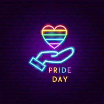 Pride Day Neon Label Stock Illustration