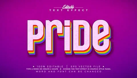Pride Editable Text Effect Design Vector Graphic Style with Vintage 3d Colo.. Illustrazione stock