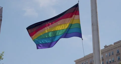 Pride flag blowing in wind Stock Footage 132926396