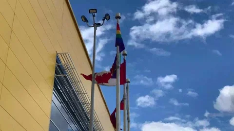 Pride flag with Canadian flag Stock Footage 134990566