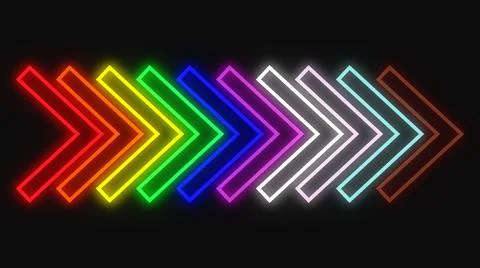 Pride flag colored loop arrow storke trail or transistion background. Colorfu Illustrazione stock