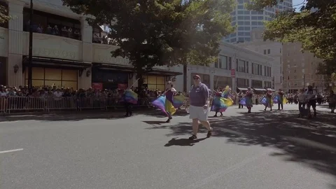 Pride Flag Dancers 1 1 Stock Footage 114520777