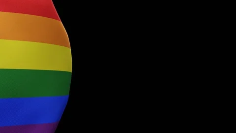 Pride flag LGBT flag unfolding waving on green screen alpha transition 3d Ren Stock Footage 126965474