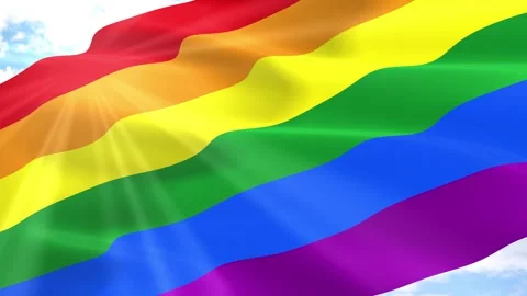Pride Flag Seamless Loop 4k 60fps on Sky Background Stock Footage 341567890