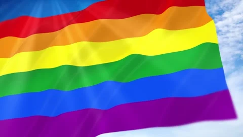 Pride Flag Seamless Loop 4k 60fps on Sky Background Stock Footage 341676687