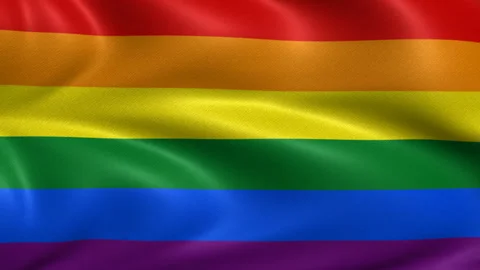 Pride flag waving in the wind, 3D animation full frame background Stock Footage 134184825