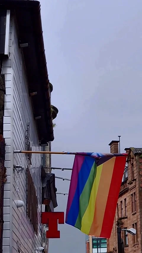 A pride flag waving in the wind - Vertical Video Video stock 200401605