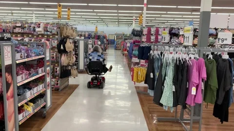 Pride Go Go Mobility Scooter Clothes Shopping Stock Footage 246589671