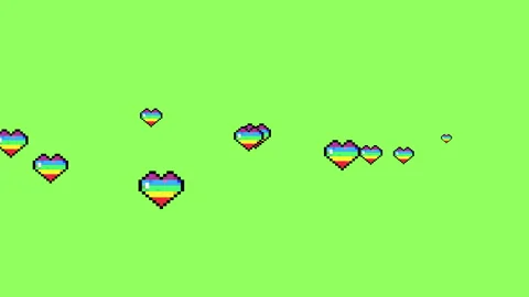 Pride heart floating from left to right on green screen and alpha matte channel. Stock Footage 327847449