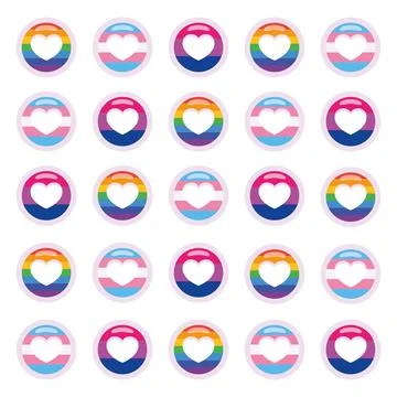 Pride Hearts Button Collection. Vector Stock Illustration